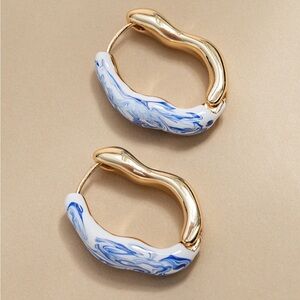 FREE SHIPPING!! Francesca's Gold and Ceramic Santorini Hoop Earrings
